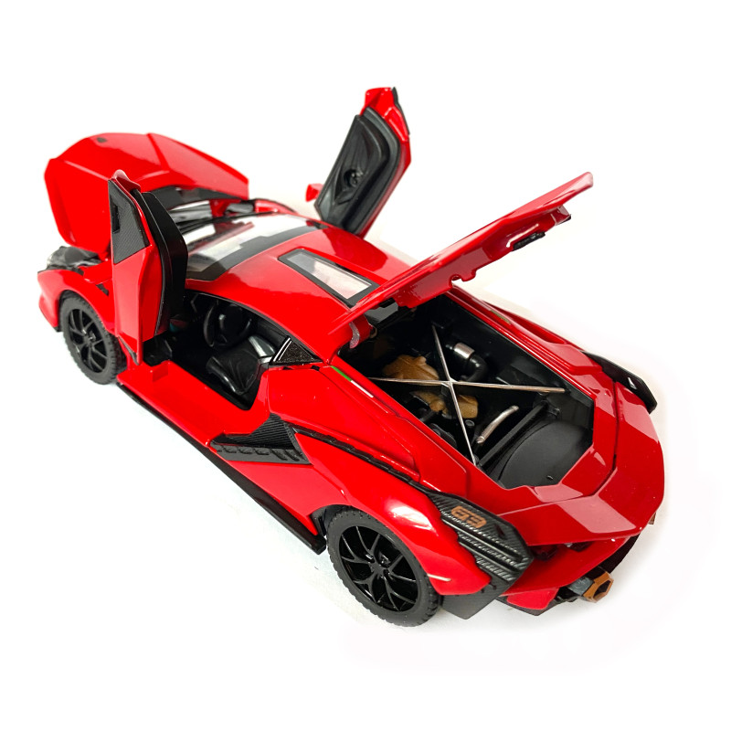 Іграшкова машинка металева Lamborghini Sian, Ламборгіні сіан, червоний, звук, світло, інерція, відкр двері, багажник, капот, Автоексперт, 1:32,15,5*7*5см (ТК-10517)