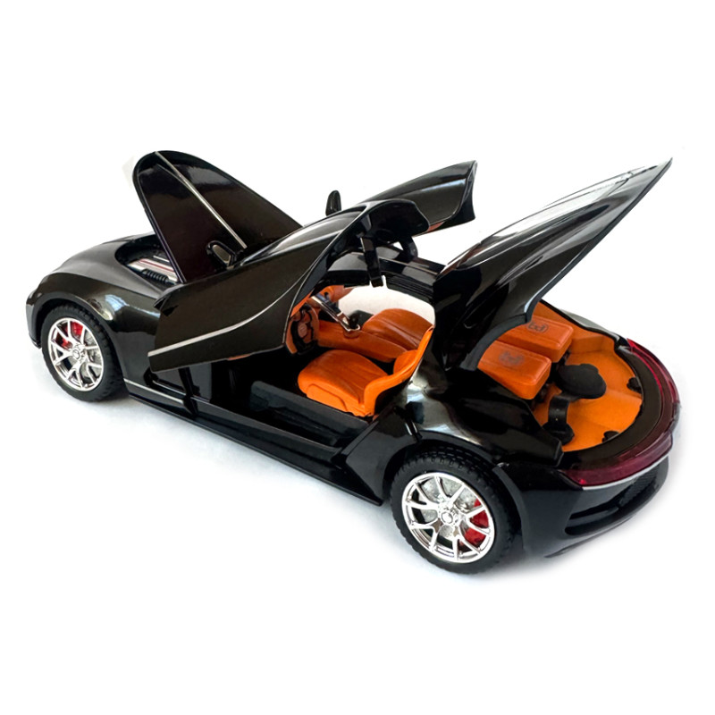 Машинка металева Bugatti Atlantic чорна АвтоЕксперт 1:24 парогенерація світло звук 20*8,5*5,5 см (GT-70150)