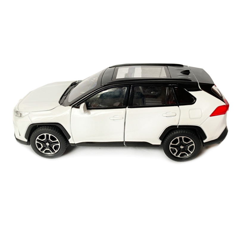 Іграшкова машинка металева Toyota RAV4 Sport, Тойота рав спорт, біла, звук, світло, інерція, відкр двері, багажник, капот, Автоексперт, 1:32,14,5*7*6см (40962)