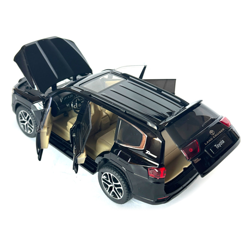 Машинка металева Toyota Land Cruiser 300 тойота ленд крузер 1:24 чорний звук світло інерція відкр двері багажник капот 20*8*8,5см (AP-2007)