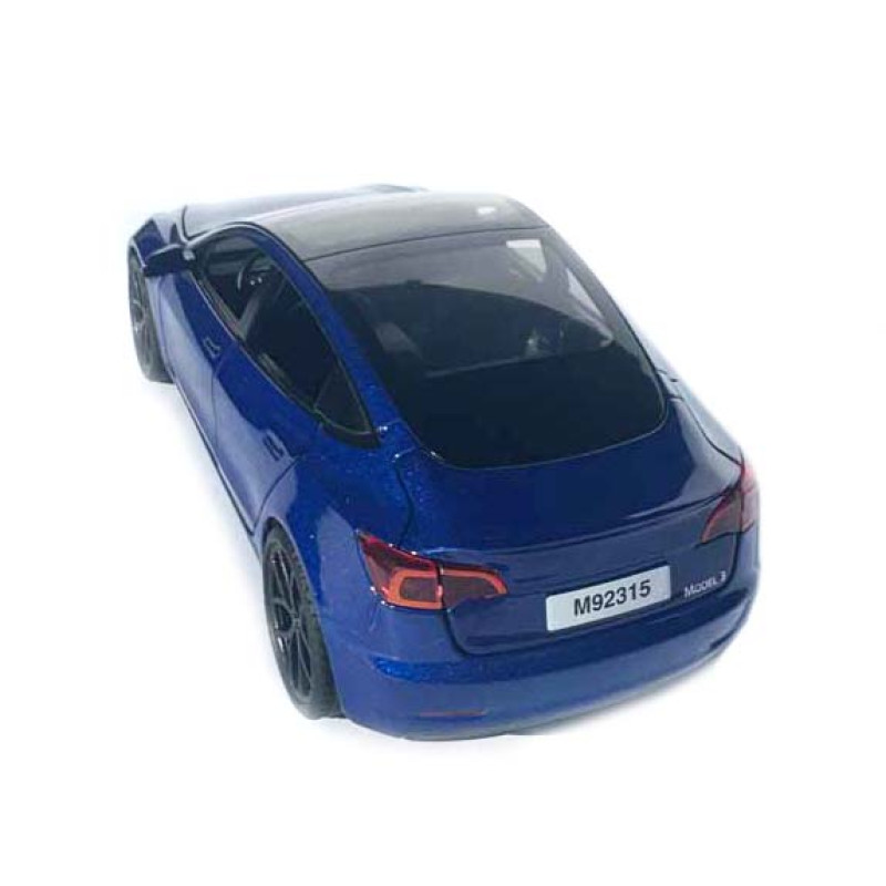 Машинка метал Tesla model 3 синя Тесла 1:24 відкр двері баг капот звук світло 18,5*6*8,5см (EL-94022)