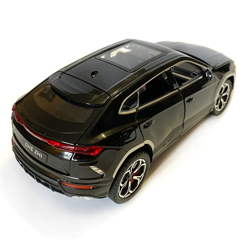 Машинка металева Lamborghini Urus Ламборгіні Урус чорна 1:24 звук світло інерція відкриваються двері багажник капот багажник резина колеса 20,5*8*8см (AP-2069)