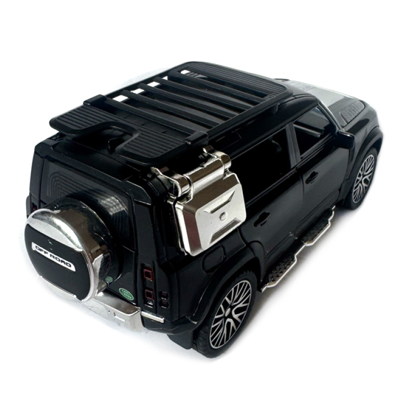Машинка металева Land Rover Defender Ленд Ровер Дефендер чорна 1:32 відкр двері баг капот звук світло 16*6,5*7 см (32206)