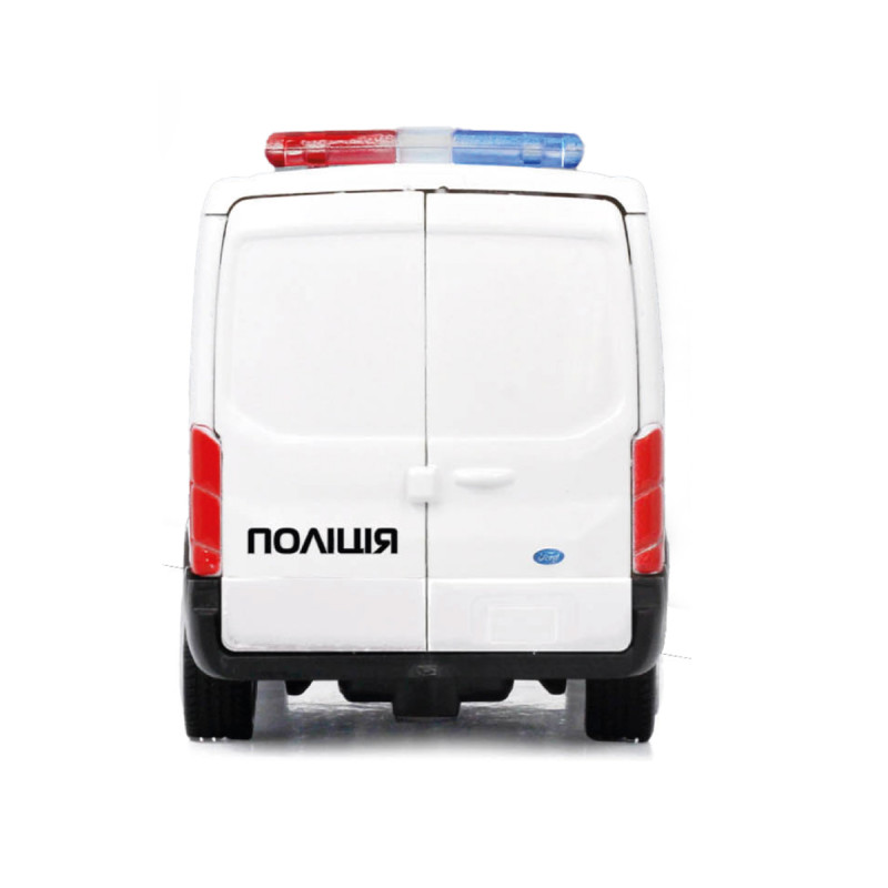 Іграшкова машинка металева Ford Transit Van Поліція, біла, відкр двері, інерція, 1:32, 5*14*6см (250343U)