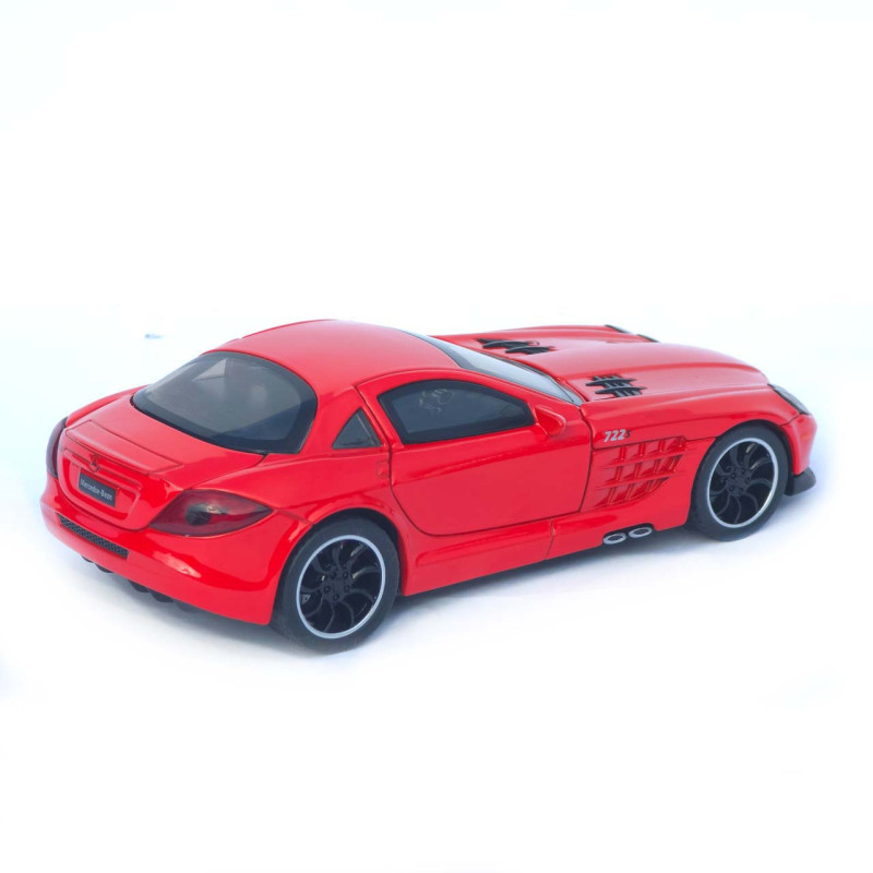 Машинка металл Mercedes-Benz SLR McLaren красная 1:32 свет звук открыв двери капот багаж (TK-31160)