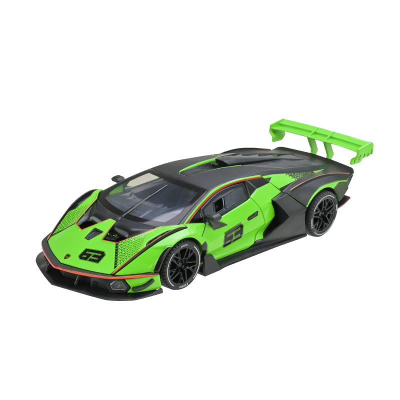 Машинка металева Lamborghini Essenza SCV12 Автопром зелена 1:24 світло звук відкр двері 22*8,5*4,5 см (AP7700)
