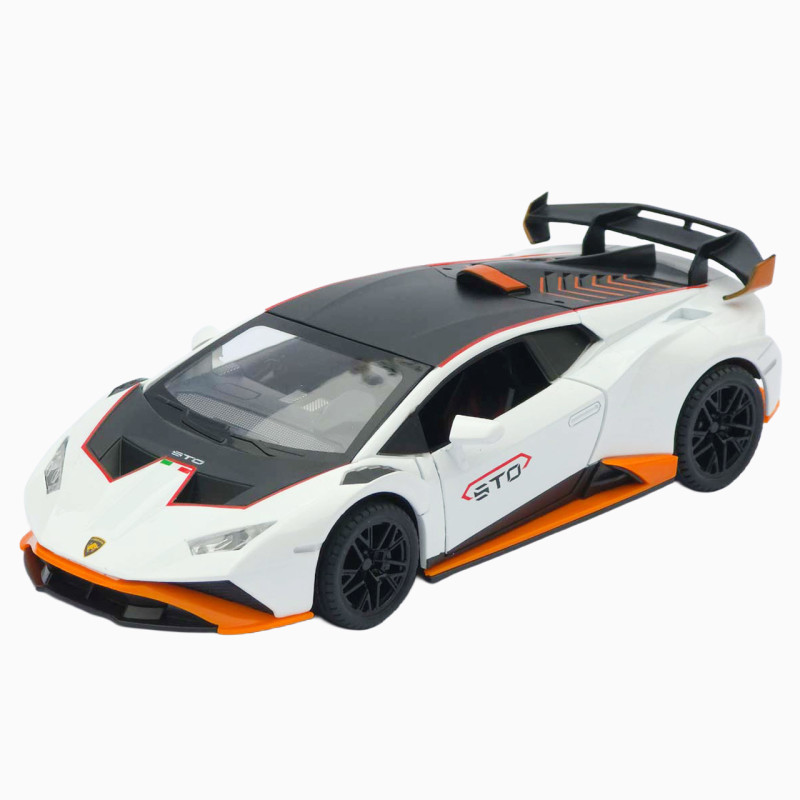 Машинка метал Lamborghini Huracan STO біла 1:24 звук світло відчин двері капот багажник (2511-98)