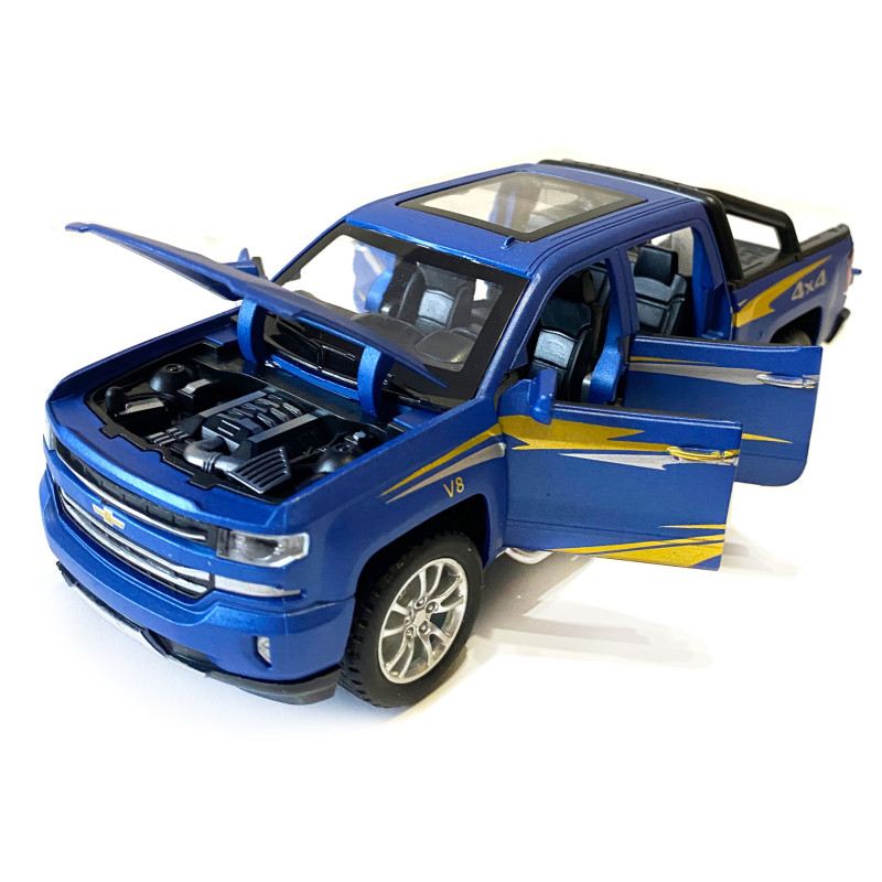 Машинка металева дитяча Chevrolet V8 Шевроле, синій, Автоексперт, 1:32, світло, інерція, відкриваються двері, багажник, капот, 17,5*5*6см (TК - 32293)