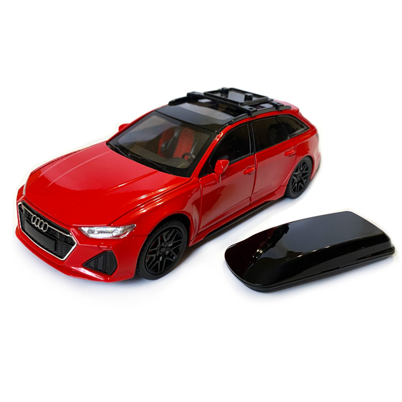 Машинка металева Audi RS6 ауді червона 1:24 світло інерція відкриваються двері багажник капот багажник резина колеса 21*8*8см (AP-2070)