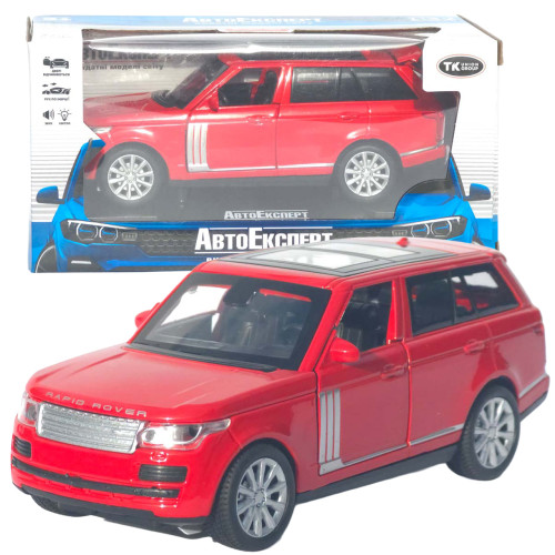 Машинка метал Range Rover Vogue АвтоЕксперт червона 1:32 звук світло відкрив двері капот багажник (72655)
