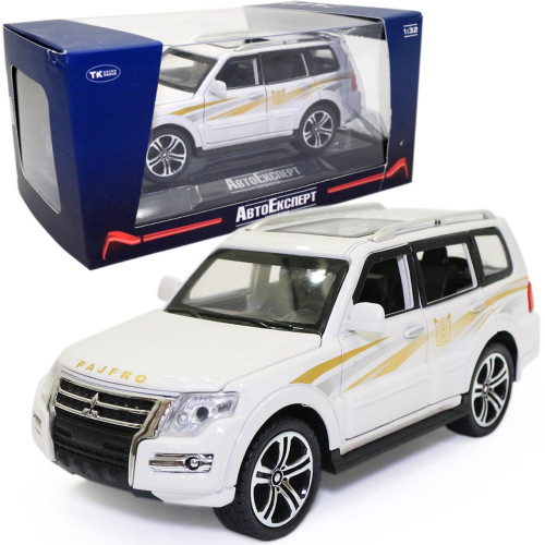 Машинка металева Mitsubishi Pajero AutoExpert Мітсубісі Паджеро джип білий звук світло 16 см (GT-2156)