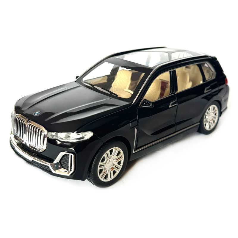 Машинка металева BMW X7 БМВ чорна 1:24 світло звук відкриваються двері баг капот резинові колеса 19*7,5*8см (AP-1843)