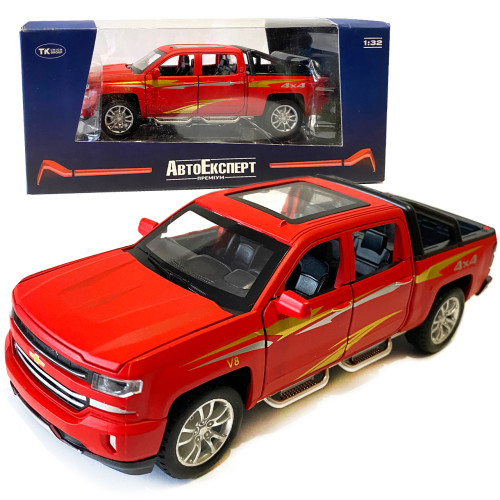 Машинка металева дитяча Chevrolet V8 Шевроле, червона, Автоексперт, 1:32, світло, інерція, відкриваються двері, багажник, капот, 17,5*5*6см (TК - 32293)