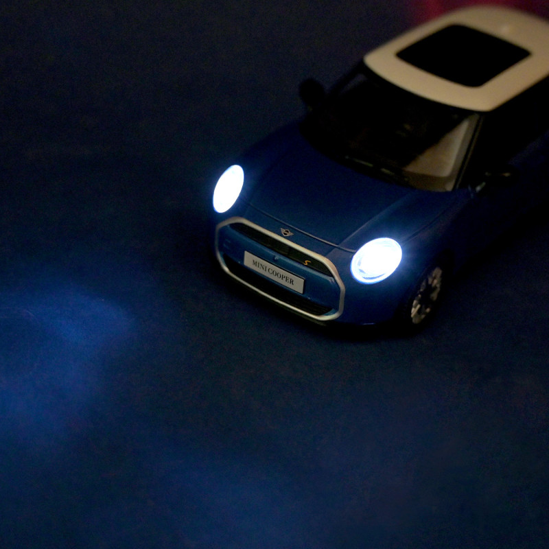 Машина металл Mini Cooper Міні Купер синяя 1:28 свет звук откр двери 14*6*5 см (68740B)