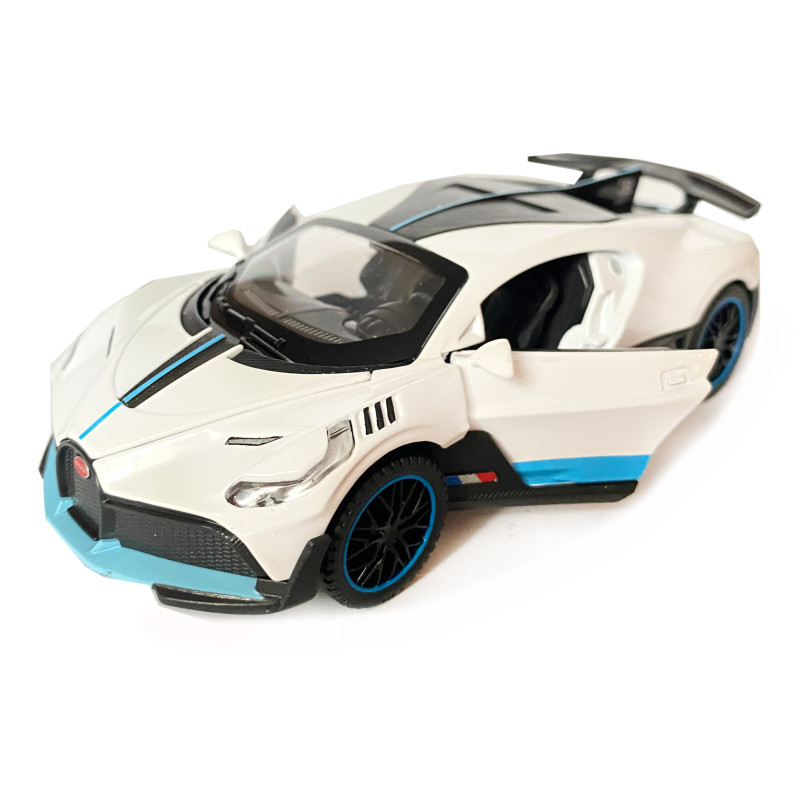 Іграшкова машинка металева Bugatti Divo, Бугатті, біла, звук, світло, інерція, відкр двері, Автоексперт, 1:32,15*7*5см (ТК-10063)