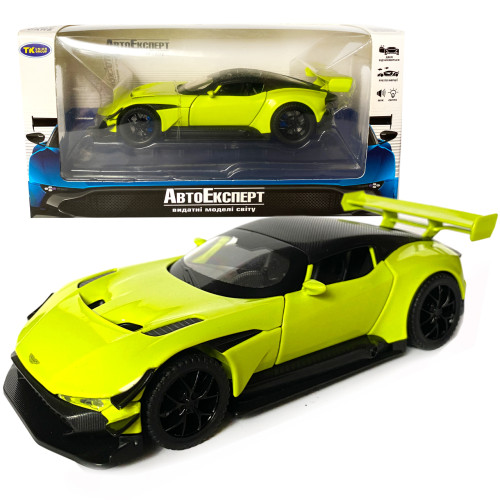 Іграшкова машинка металева Aston Martin Vulcan, астон мартін, салатова, звук, світло, інерція, откр двері, капот, Автоексперт, 1:32,14,5*7*4,5 см (ТК-10601)