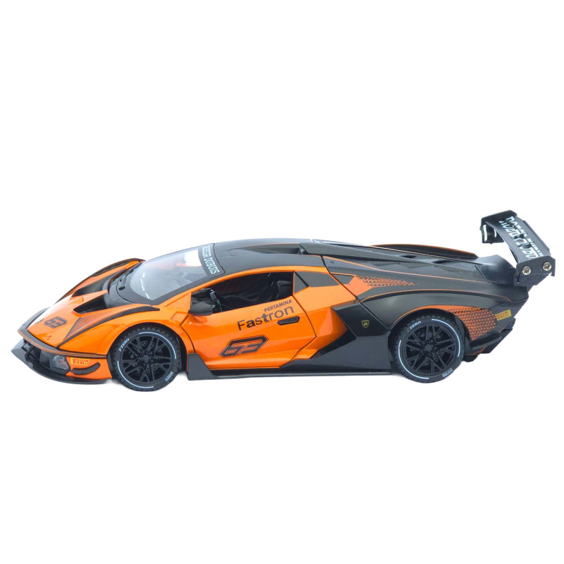 Машинка метал Lamborghini Essenza SCV12 помаранчева 1:24 звук світло відчин двері капот багажник (1650-05)