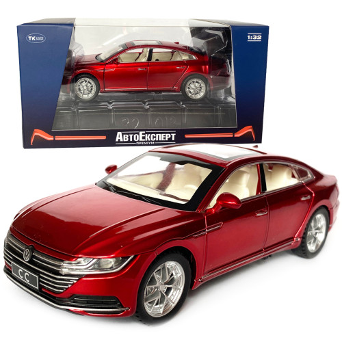 Іграшкова машинка металева Volkswagen Passat CC, Фольксваген пасат, червона, Автоексперт, 1:32, звук,світло,інерція,рухомі елементи, 16*5*6см (GT-01200)