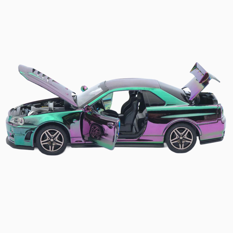 Машинка метал Nissan Skyline GT-R (R34) АвтоЕксперт хамелеон 1:32 звук світло інерція (ТК-9360)