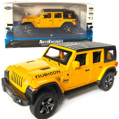 Іграшкова машинка металева Jeep Wrangler Unlimited Rubicon, Джип, жовтий, звук, світло, інерція, откр двері, капот, Автоексперт, 1:32,15*7*5,5см (ТК-11213/43560) 