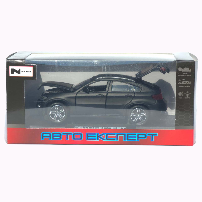 Іграшкова машинка металева BMW X6 АвтоЕксперт БМВ Х6 джип, чорний, звук, світло, інерція, відкр. двері, капот, багажник, 15*6*5 см (LF-73744)