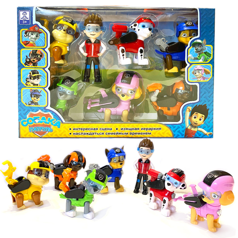 Ігровий набір Щенячий патруль, Paw Patrol, фігурки пластик, рухомі елементи, рюкзак відкр, 7 героїв (805В-1)
