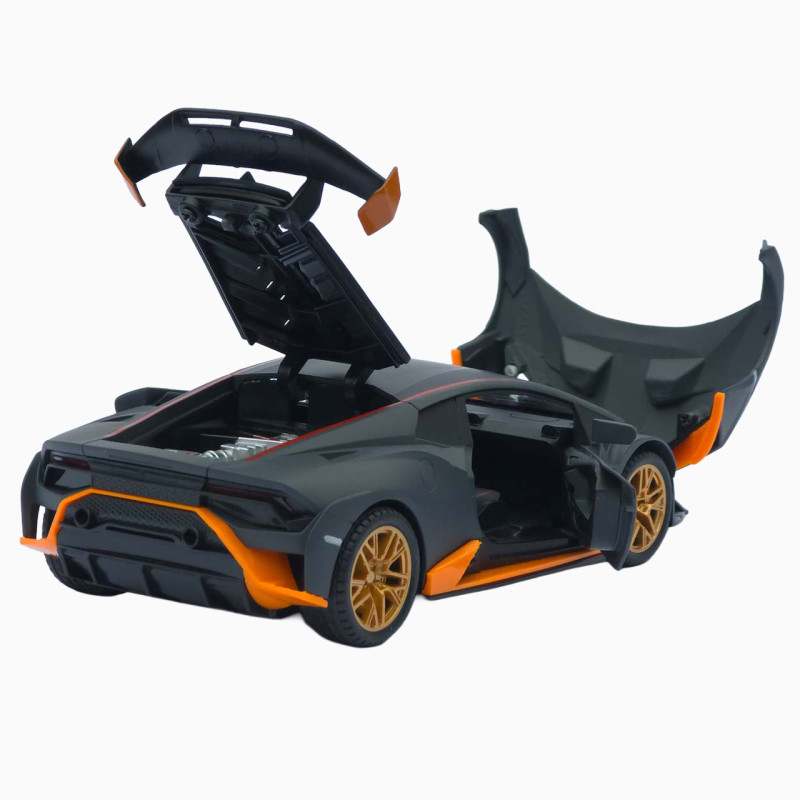 Машинка метал Lamborghini Huracan STO чорна 1:24 звук світло відчин двері капот багажник (2511-98)