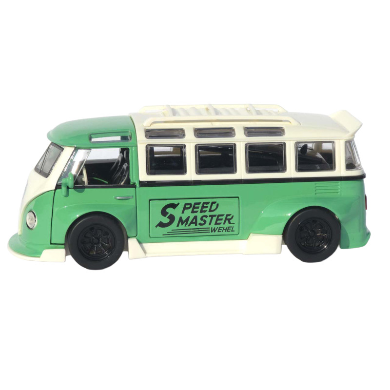 Машинка метал Volkswagen Type 2 (T1) зелена 1:32 світло звук інерція відч двері (TK-19102)