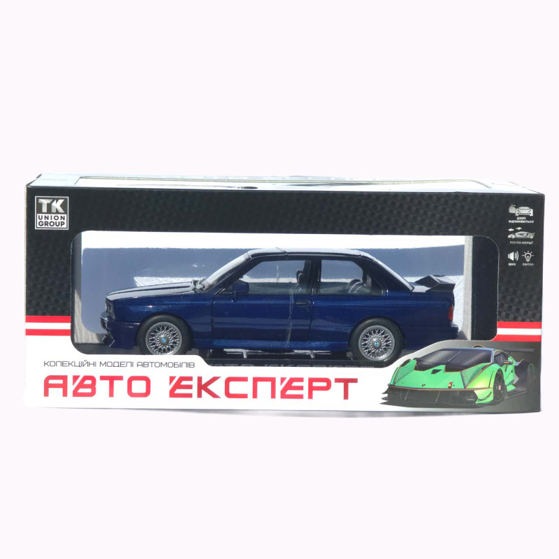 Машинка метал BMW M3 (E30) АвтоЕксперт синя 1:24 світло звук відкр двері капот багажник (1273-27)