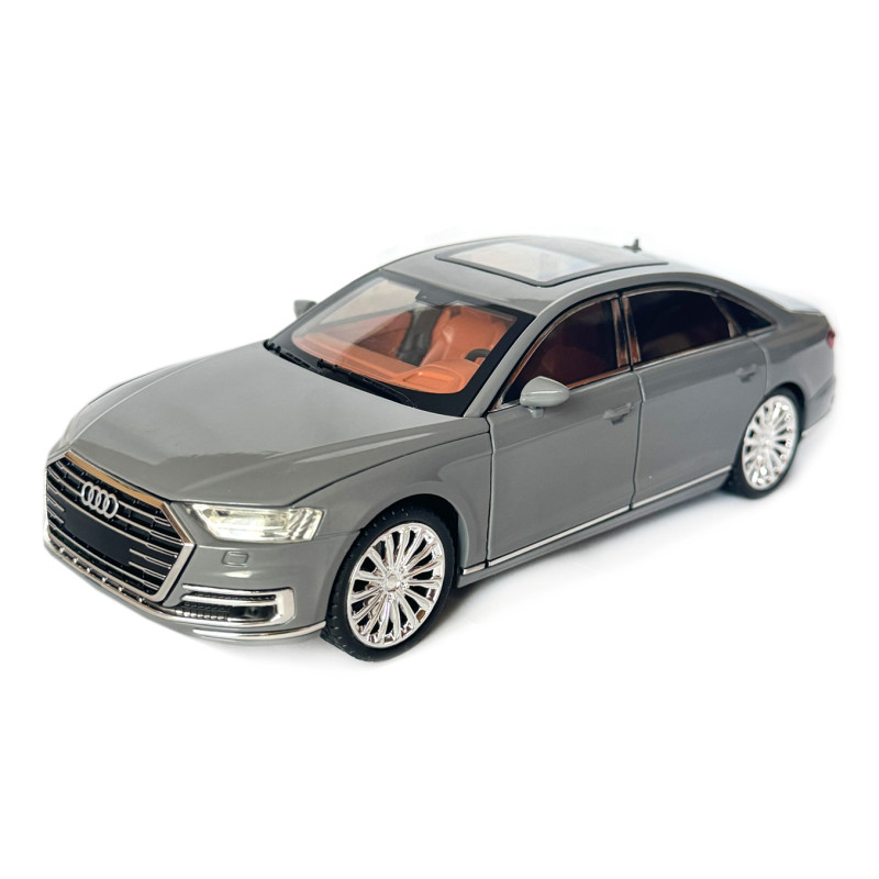 Машинка металева Audi A8 Ауді сіра 1:24 звук світло інерція відкр двері багажник капот гумові колеса 20,5*8*7см (AP-2065)