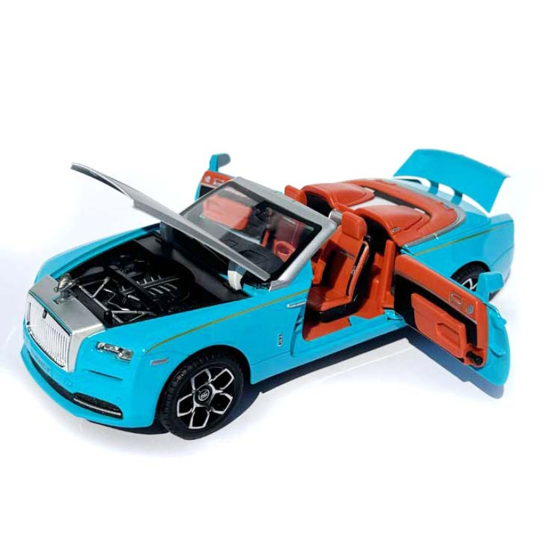 Машинка метал Rolls-Royce Dawn Spofec Ролс Ройс кабріолет голубий 1:24 відкр двері баг капот звук світло 22*6,5*8см (AP-2013)