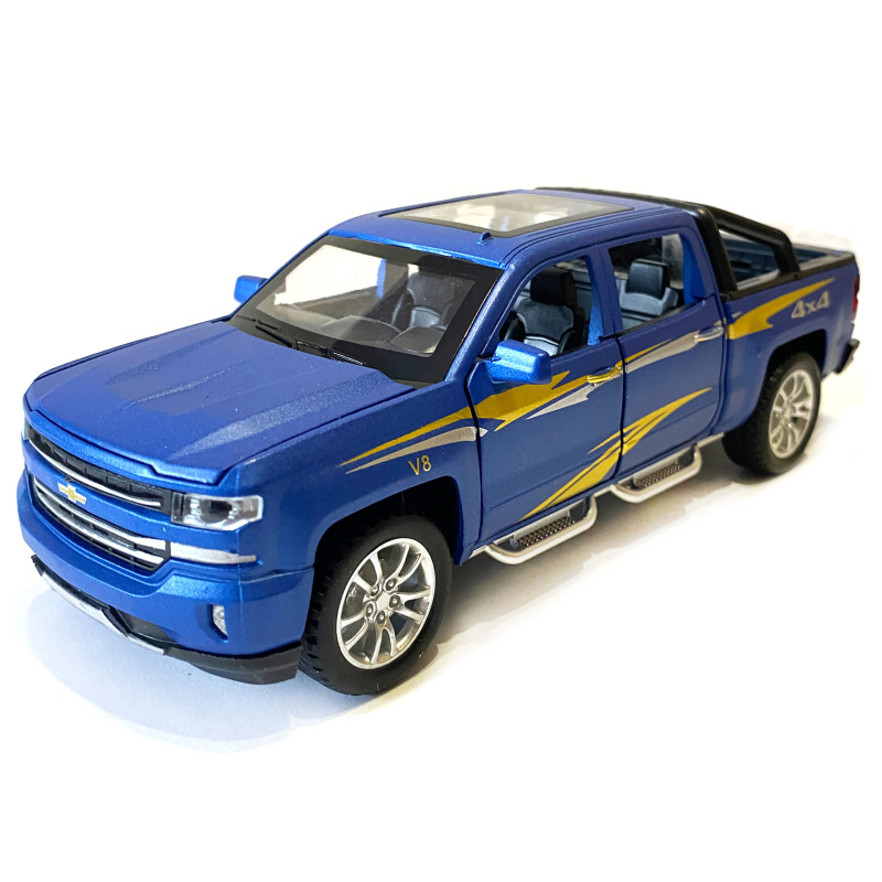 Машинка металева дитяча Chevrolet V8 Шевроле, синій, Автоексперт, 1:32, світло, інерція, відкриваються двері, багажник, капот, 17,5*5*6см (TК - 32293)