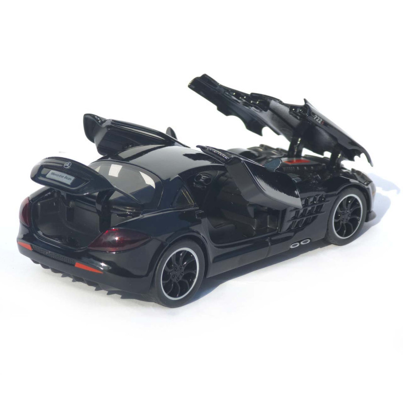 Машинка металл Mercedes-Benz SLR McLaren черная 1:32 свет звук открыв двери капот багаж (TK-31160)