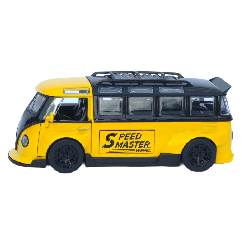 Машинка метал Volkswagen Type 2 (T1) жовта 1:32 світло звук інерція відч двері 2 дошки (TK-19102)