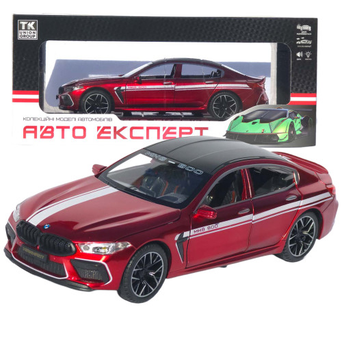 Машинка металева BMW M8 Gran Coupe АвтоЕксперт червона 1:24 звук світло відкр двері капот багажник (1340-03)