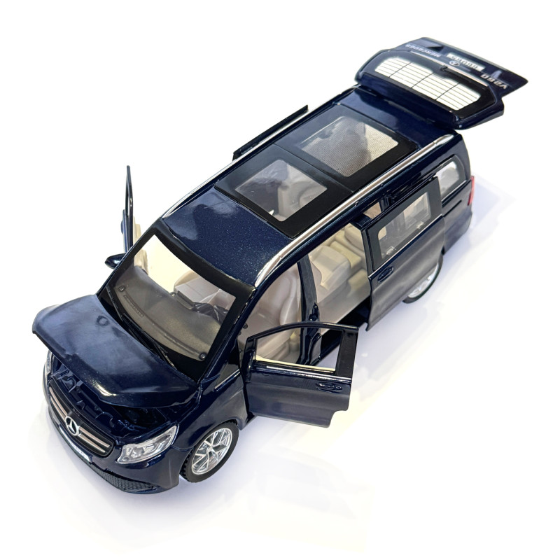 Машинка металева Mercedes Benz Vito V260 мерседес віто мікроавтобус синій 1:32 світло звук відкриваються двері баг капот резинові колеса 16*7*6 см (AP-1826)