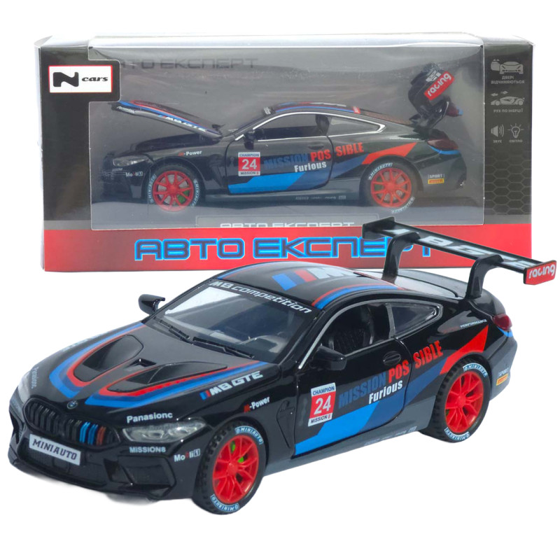 Машинка метал BMW M8 Competition GTE АвтоЕксперт чорна 1:32 звук світло інерція 16*7*4 см (LF-46311)