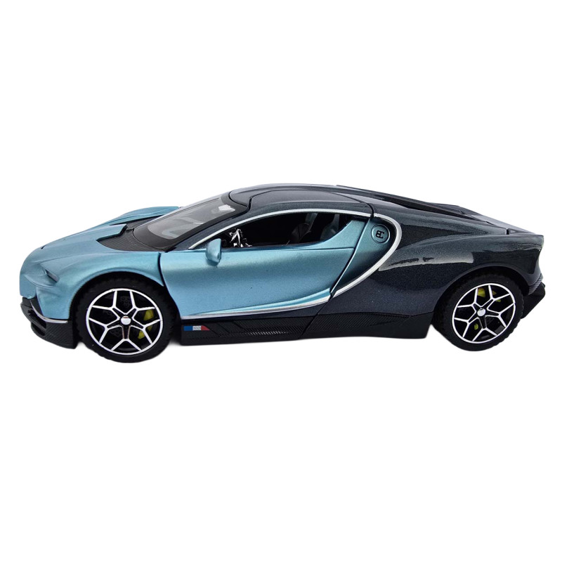 Машинка метал Bugatti Chiron Бугатті синя 1:32 світло звук 16*7,5*4см (22805)