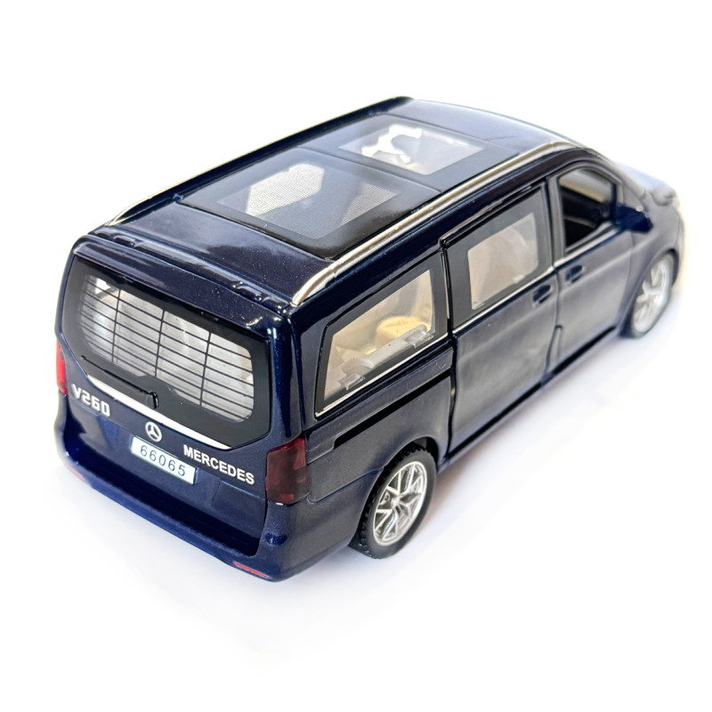 Машинка металева Mercedes Benz Vito V260 мерседес віто мікроавтобус синій 1:32 світло звук відкриваються двері баг капот резинові колеса 16*7*6 см (AP-1826)
