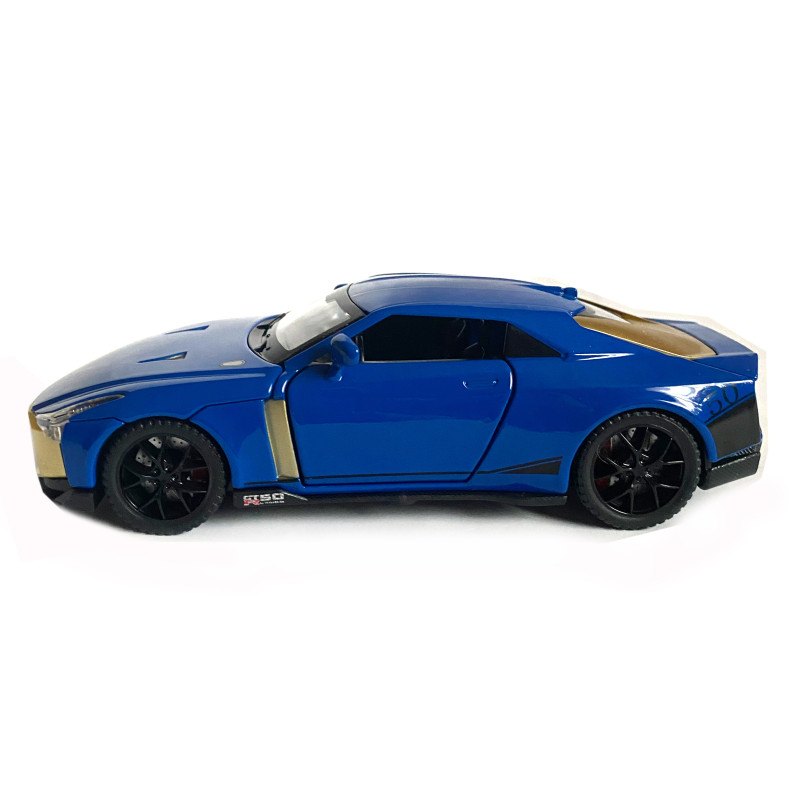 Іграшкова машинка металева Nissan GT-R 50, нісаан, синій, звук, світло, інерція, откр двері, багажник, капот, Автоексперт, 1:32, 14,5*7*6см (ТК-17799)