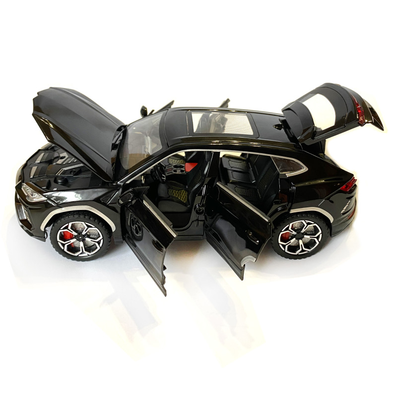 Машинка металева Lamborghini Urus Ламборгіні Урус чорна 1:24 звук світло інерція відкриваються двері багажник капот багажник резина колеса 20,5*8*8см (AP-2069)