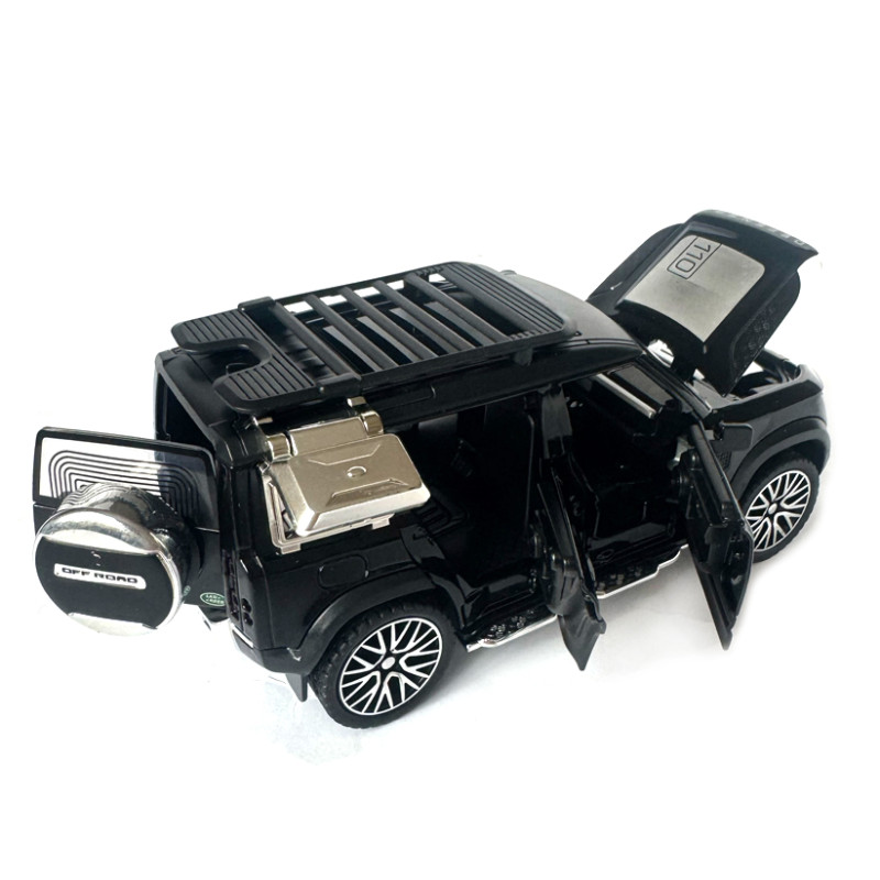 Машинка металева Land Rover Defender Ленд Ровер Дефендер чорна 1:32 відкр двері баг капот звук світло 16*6,5*7 см (32206)