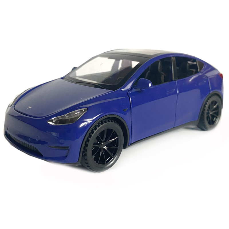 Іграшкова машинка металева Tesla Y, тесла, синя, звук, світло, інерція, откр двері, багажник, капот, Автоексперт, 1:32, 14,5*6*6см (ТК-16723)