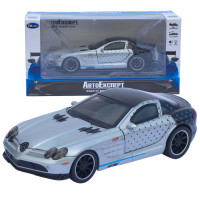 Машинка металл Mercedes-Benz SLR McLaren 722 серебристый 1:32 свет звук открыв двери капот багаж (TK-11073)