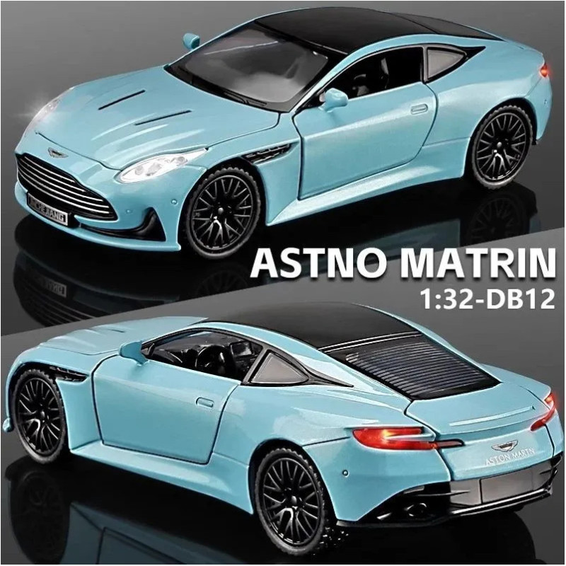 Машинка метал Aston Martin DB12 GT блакитна 1:32 світло звук 15,5*6,5*4см (84112)