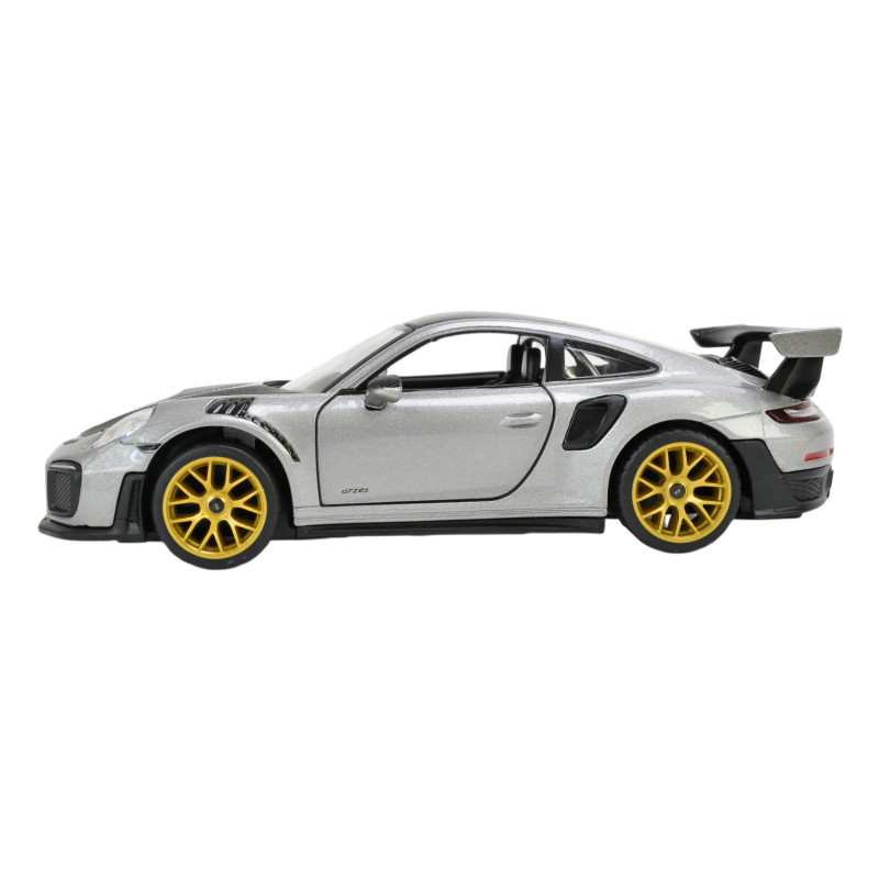 Машинка метал Porsche 911 GT2 RS сіра 1:32 світло звук відкр двері 14*6*3,5 см (68705)