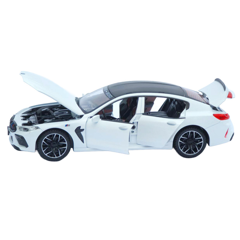 Машинка металева BMW M8 Gran Coupe АвтоЕксперт біла 1:24 звук світло відкр двері капот багажник (1340-03)
