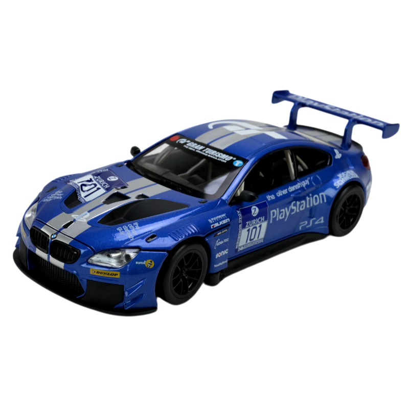 Машинка металева BMW M6 GT3 синя 1:24 світло звук відкр двері капот 20,5*8,5*5,5 см (68255B)