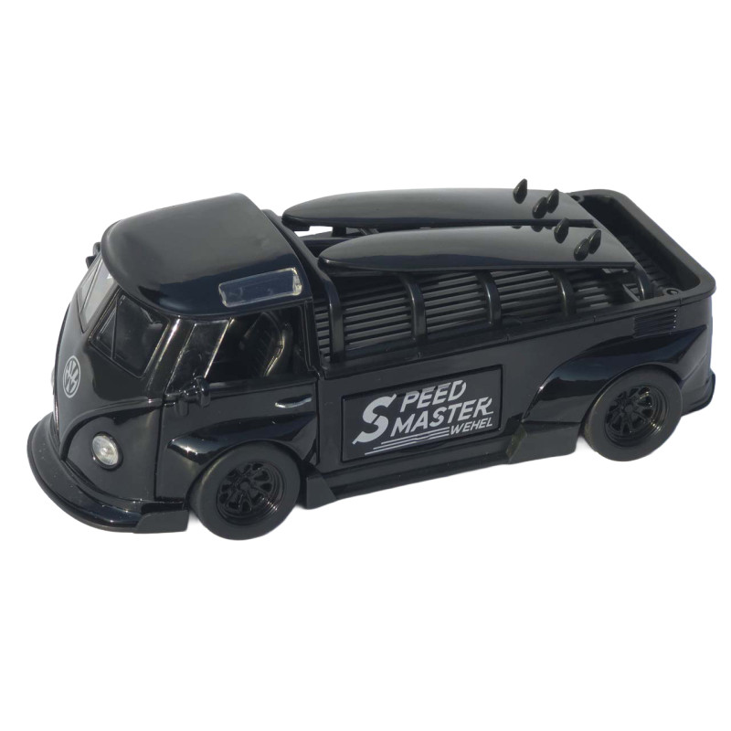 Машинка метал Volkswagen Type 2 (T1) чорна 1:32 світло звук інерція відч двері 2 дошки (TK-19102)