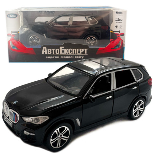 Машинка металева BMW X5 БМВ 1:32 чорна світло звук інерція відкр двері багажник капот 16*7*5,5см (36299)